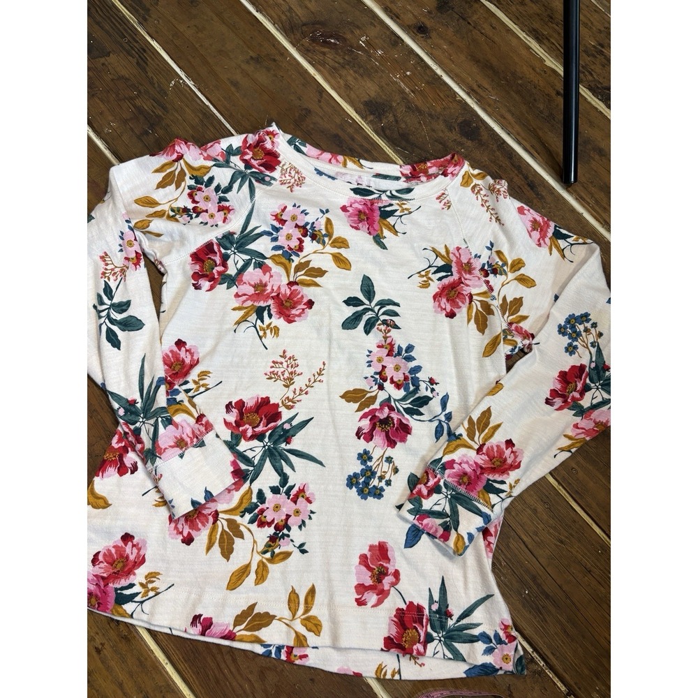 Loft White Floral Long Sleeve Size Small